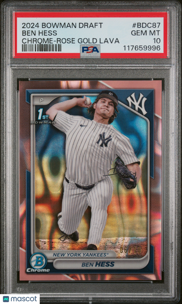 2024 Bowman Draft Ben Hess Chrome Rose Gold Lava /10 PSA 10