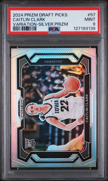 2024 Panini Prizm Draft Picks Variation Silver Prizm Caitlin Clark #57 PSA 9