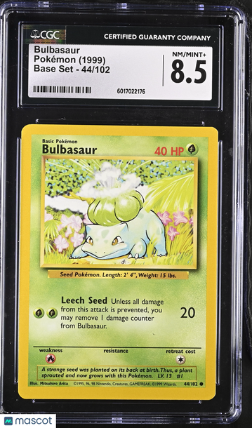 1999 Pokémon Base Set Bulbasaur CGC 8.5 #44/102