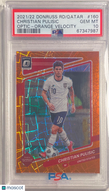 2021 Panini Donruss Road To Qatar Christian Pulisic #160 Optic Orange Velocity PSA 10