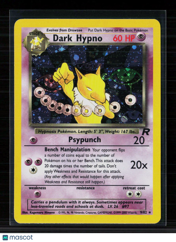 2000 Team Rocket Dark Hypno Holo Rare #9/82
