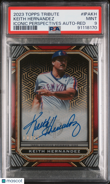 2023 Topps Tribute Iconic Perspectives Autograph Keith Hernandez #IPAKH Red /10 PSA 9