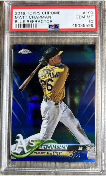 Matt Chapman Topps chrome #190 Blue Refractor 150/150 PSA 10