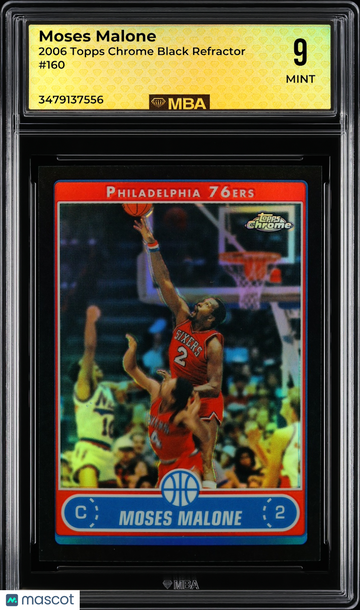 2006 Topps Chrome Moses Malone #160 Black Refractor MBA 9
