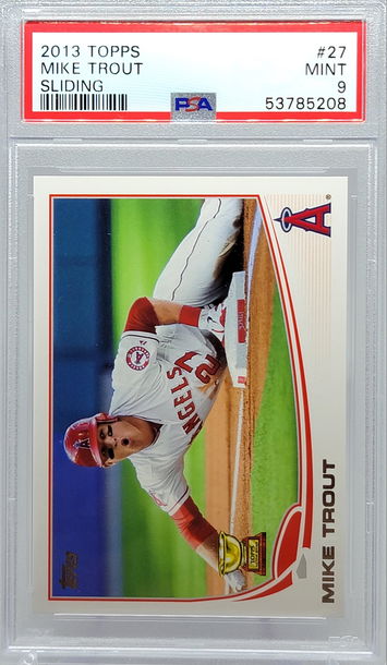 2013 TOPPS #27 MIKE TROUT SLIDING PSA 9