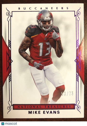 MIKE EVANS 2017 National Treasures #77 PURPLE Parallel SP #/75 TB Buccaneers
