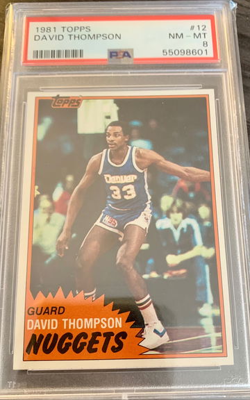 1981-82 Topps Basketball Card - David Thompson #12 - Graded PSA 8 NM-MT.  1981