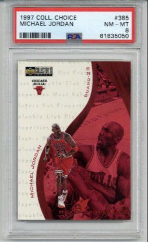 1997 UPPER DECK COLLECTOR'S CHOICE #385 MICHAEL JORDAN CARD BULLS PSA 8 LOW POP