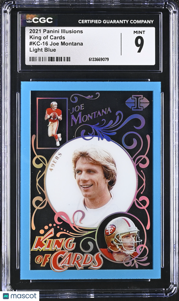 2021 Panini Illusions Joe Montana #KC-16 Light Blue King of Cards CGC 9