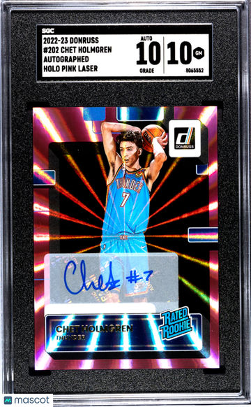 2022 Donruss Chet Holmgren #202 Autograph Holo Pink Laser SGC 10 Auto 10