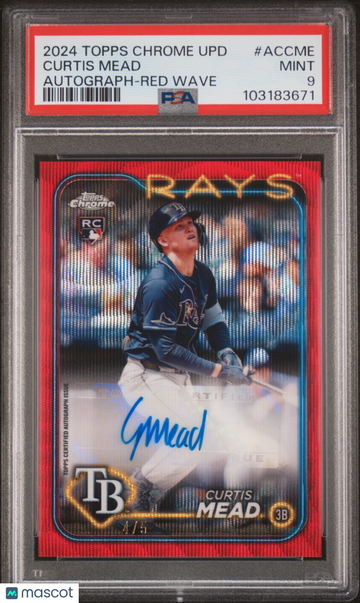 2024 Topps Chrome Update Chrome Baseball Update Series Autographs Curtis Mead #ACCME Red Wave /5 PSA 9