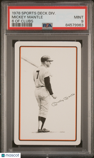 1978 Sports Deck Divison Mickey Mantle PSA 9 - Yankees - Six of Clubs