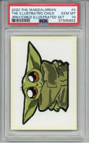 2020 TOPPS MANDALORIAN JOURNEY OF THE CHILD ILLUSTRATED SET GROGU PSA 10 LOW POP