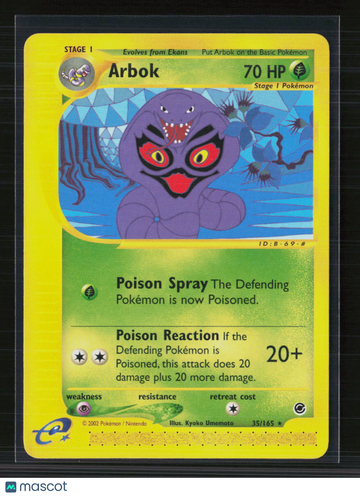 2002 Expedition Base Set Arbok Rare #35/165