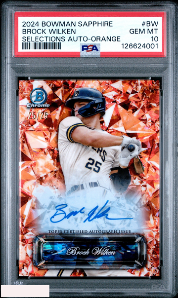 2024 BOWMAN SAPPHIRE SELECTIONS AUTO BROCK WILKEN #BW ORANGE 25 OF 25 RC PSA 10