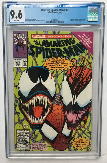 AMAZING SPIDER-MAN #363 CGC 9.6 (!?!) PERFECTLY CENTERED! FREE S/H.