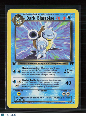 2000 Team Rocket Dark Blastoise Holo Rare 1st Edition #20/82