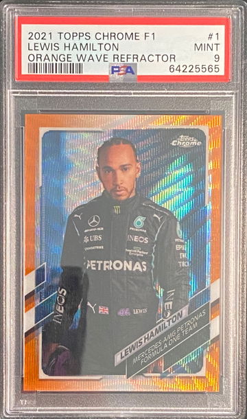 2021 Topps Chrome Lewis Hamilton Orange Wave Refractor /25 Mercedes Formula 1 F1 PSA 9