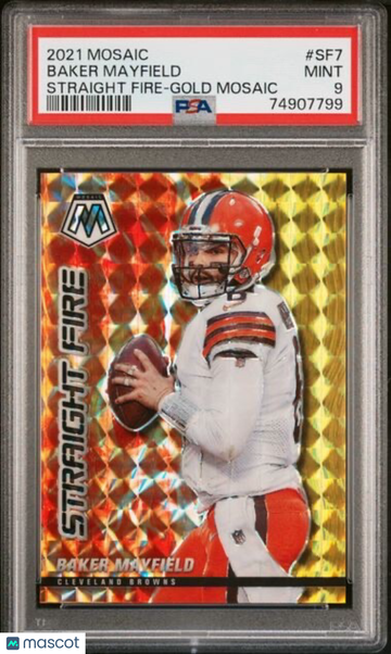 Graded PSA 9 2021 Panini Mosaic Baker Mayfield SF7 Gold 3/10 Cleveland Browns Football Card