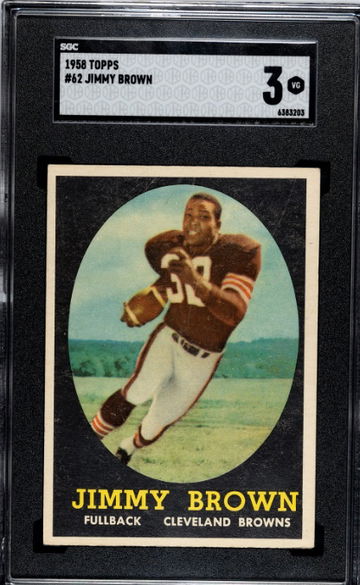 1958 Topps #62 Jim Brown Rookie Card SGC 3 - Great Eye Appeal!