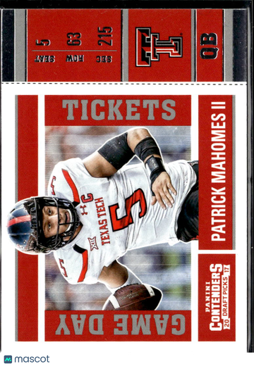 Patrick Mahomes II 2017 Panini Contenders Draft Picks Texas Tech Red Raiders