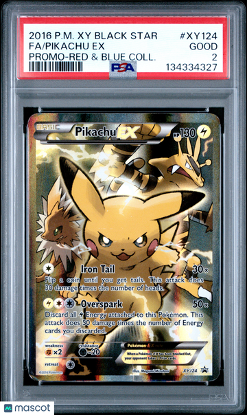 2016 Pokemon Xy Black Star Promo Pikachu EX Fa Promo-Red & Blue Coll. PSA 2 #XY124
