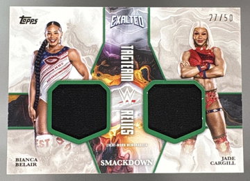 2025 Topps WWE Exalted Bianca Belair/Jade Cargill Tag Team Relics Patch Green /50