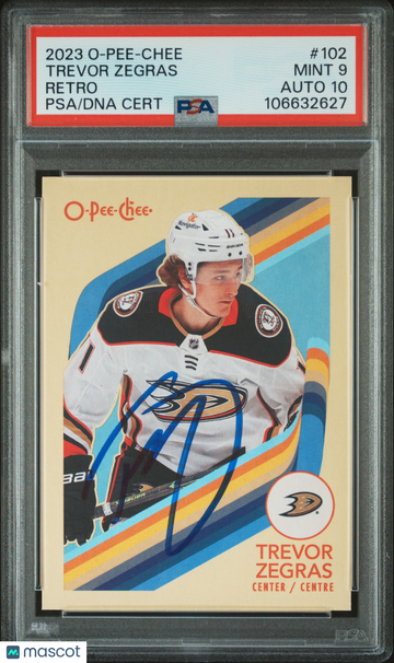 2023 Upper Deck O-Pee-Chee Trevor Zegras #102 Retro PSA 9 Auto 10