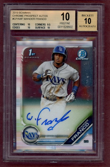2019 BOWMAN CHROME PROSPECT AUTOS WANDER FRANCO AUTO GRADED BGS 10 WITH A 10 AUTO