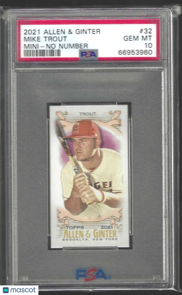 2021 Topps Allen & Ginter Mike Trout #32 Mini No Number PSA 10