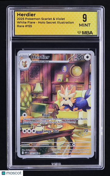 2025 Pokemon Scarlet & Violet White Flare Herdier Holo MBA 9 #155