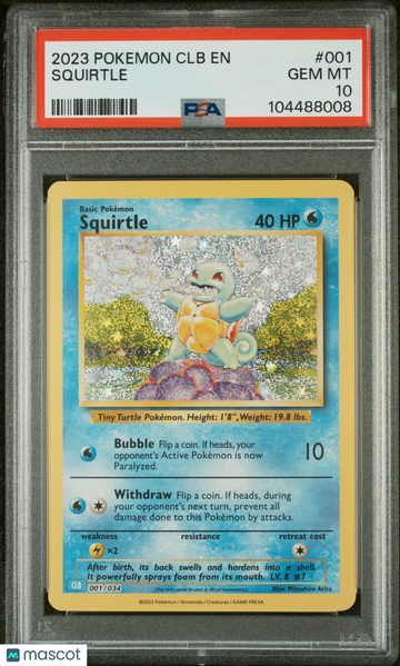 2023 Pokemon CLB Squirtle PSA 10 #001
