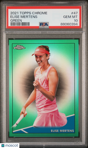 2021 Topps Chrome Tennis Elise Mertens #47 Green Refractor PSA 10