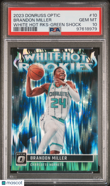 2023 Panini Donruss Optic White Hot Rookies Brandon Miller #10 White Hot Rks-Green Shock PSA 10