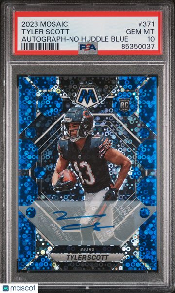 2023 Panini Mosaic Tyler Scott #371 Autograph No Huddle Blue Rookie PSA 10