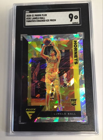 2020-21 Panini Flux #201 LaMelo Ball Fanatics Silver Cracked Ice Prizm MT