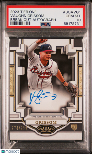 2023 Topps Tier One Break Out Autographs Vaughn Grissom #BOAVG1 /299 PSA 10