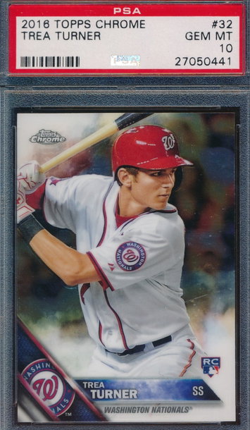 2016 Topps Chrome 32 Trea Turner RC PSA 10 GEM MT 0441