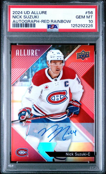 2024 Upper Deck Allure Autograph-Red Rainbow Nick Suzuki #56 PSA 10