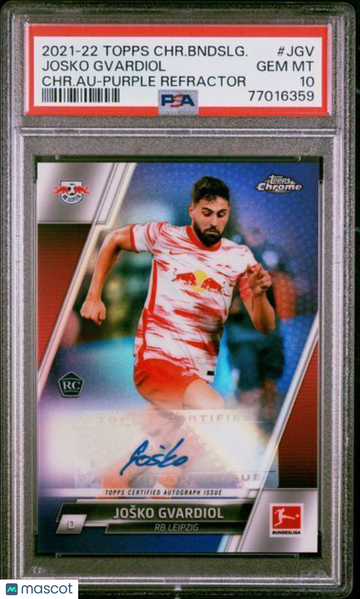 2021 Topps Chrome Bundesliga Chrome Autographs Josko Gvardiol #JGV CHR. Au Purple Refractor PSA 10