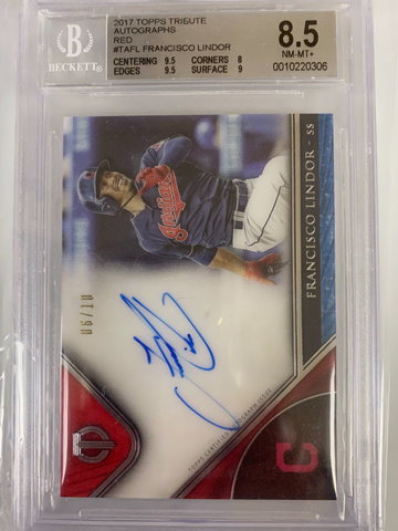 Francisco Lindor 2017 Topps Tribute Red Auto /10 BGS 8.5/10