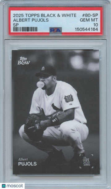 2025 Topps Black & White Albert Pujols #80-SP Sp Image Variation Parallel/Variety Base Set PSA 10