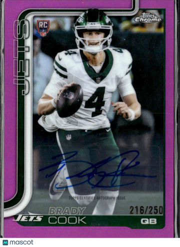 Brady Cook 2025 Topps Chrome Auto Pink /250 New York Jets