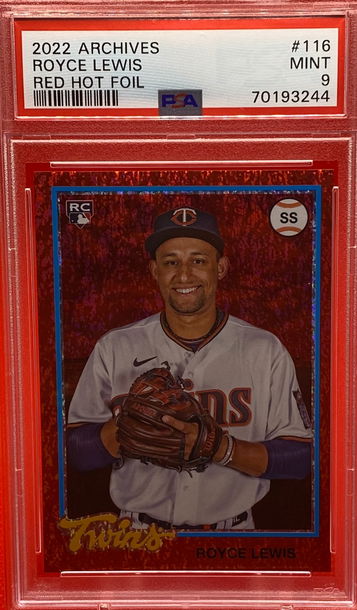 2022 Topps Archives Royce Lewis Red Hot Foil RC PSA 9