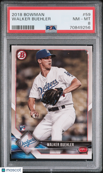 2018 Bowman Walker Buehler #59 PSA 8