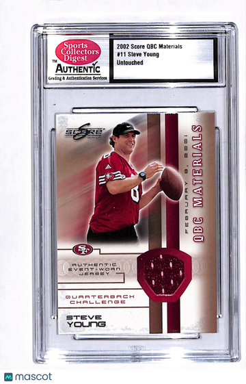2002 Score QBC Materials Steve Young #11 Authentic Event-Worn Jersey