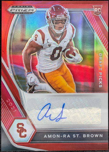 2021 Prizm Draft Picks Autograph Red #DPA-AMR Amon-Ra St. Brown RC /199