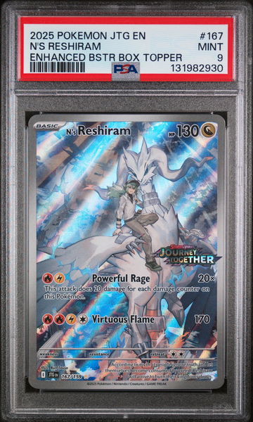 2025 Pokemon Scarlet and Violet Journey Together Enhanced Booster Box Topper N's Reshiram #167 PSA 9