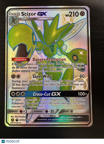 2019 Pokemon Hidden Fates Scizor GX Holo Ultra Rare SSR SV72/SV94 Trading Card