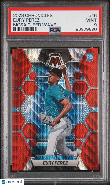 2023 Panini Chronicles Mosaic Eury Perez #16 Red Wave PSA 9